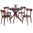 Lexa Dining Table with Splayed Legs Walnut Finish with 4 Pauline Dining Chairs