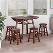 Marbelle Table 5-Pc Drop Leaf Dining Table with 4 Dining Stools Walnut