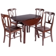 Marbelle Table 5-Pc Drop Leaf Dining Table with 4 Renaissance Chairs Walnut