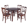 Marbelle Table 5-Pc Drop Leaf Dining Table with 4 Renaissance Chairs Walnut