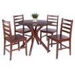Lexa Dining Table with Splayed Legs Walnut Finish with 4 Hamilton Dining Chairs