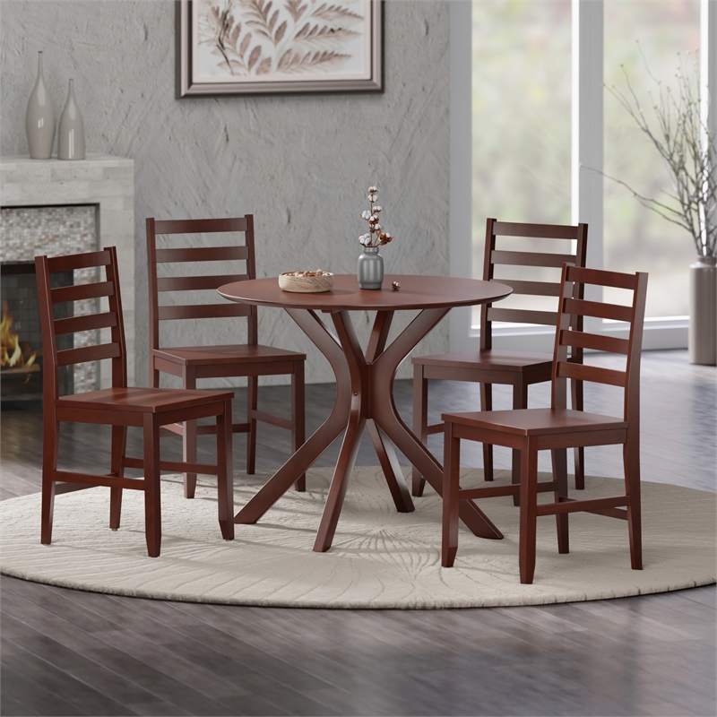 Lexa Dining Table with Splayed Legs Walnut Finish with 4 Hamilton Dining Chairs