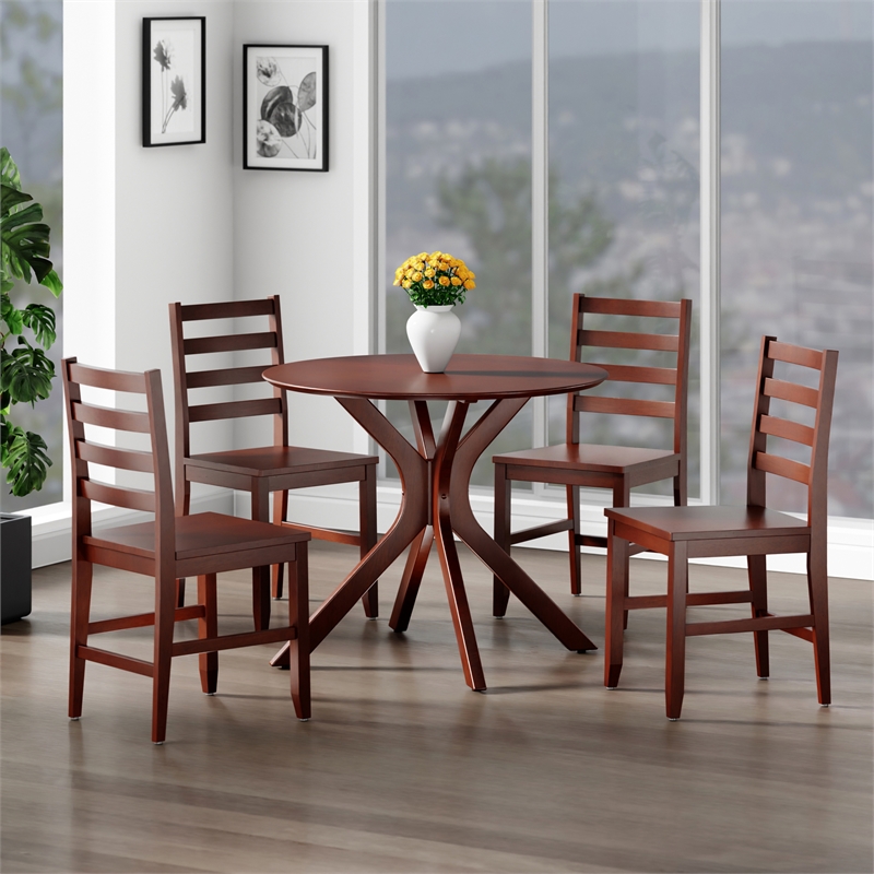 Lexa Dining Table with Splayed Legs Walnut Finish with 4 Hamilton Dining Chairs
