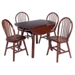 Marbelle 5-Pc Drop Leaf Dining Table with 4 Windsor Chairs Walnut