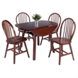 Marbelle 5-Pc Drop Leaf Dining Table with 4 Windsor Chairs Walnut