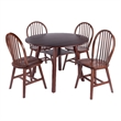 Marbelle 5-Pc Drop Leaf Dining Table with 4 Windsor Chairs Walnut