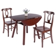 Marbelle Table 3-Pc Drop Leaf Dining Table with 2 Renaissance Chairs Walnut