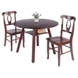 Marbelle Table 3-Pc Drop Leaf Dining Table with 2 Renaissance Chairs Walnut