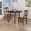 Marbelle Table 3-Pc Drop Leaf Dining Table with 2 Renaissance Chairs Walnut