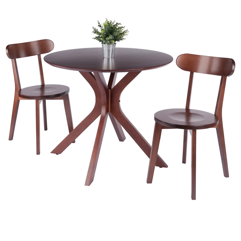 Lexa Dining Table with Splayed Legs Walnut Finish with 2 Pauline Dining Chairs