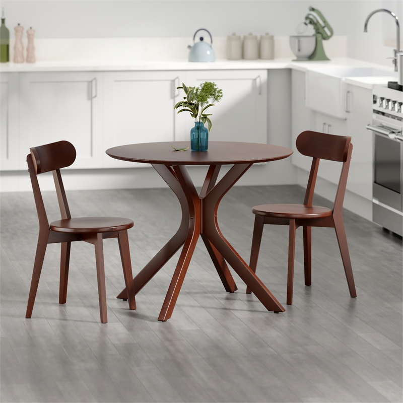Lexa Dining Table with Splayed Legs Walnut Finish with 2 Pauline Dining Chairs