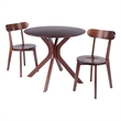 Lexa Dining Table with Splayed Legs Walnut Finish with 2 Pauline Dining Chairs