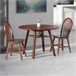 Marbelle 3-Pc Drop Leaf Dining Table with 2 Windsor Chairs Walnut