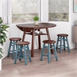 Marbelle Table 5-Pc Drop Leaf Dining Table Walnut Finish with 4  Dining Stools