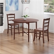 Hannah 3-Pc Drop Leaf Table with Ladder-back Chairs Walnut
