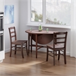 Hannah 3-Pc Drop Leaf Table with Ladder-back Chairs Walnut