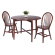 Hannah 3-Pc Drop Leaf Table with Windsor Chairs Walnut