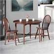Hannah 3-Pc Drop Leaf Table with Windsor Chairs Walnut