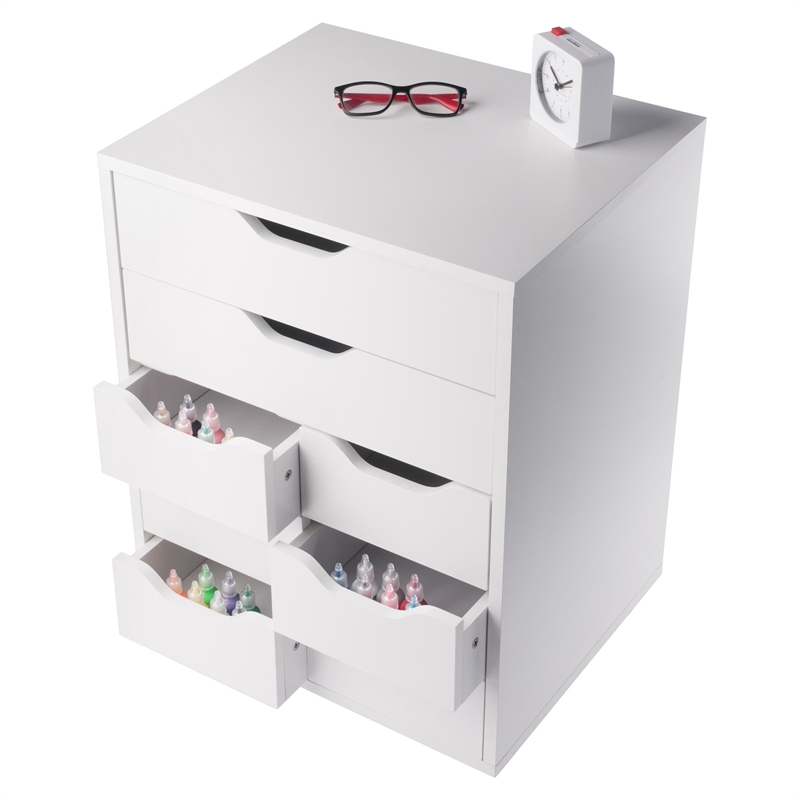 Norfolk 6 Bins 2 Drawer Mobile Cabinet White Finish