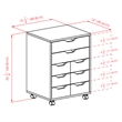 Norfolk 6 Bins 2 Drawer Mobile Cabinet White Finish