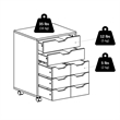 Norfolk 6 Bins 2 Drawer Mobile Cabinet White Finish