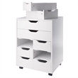 Norfolk 6 Bins 2 Drawer Mobile Cabinet White Finish