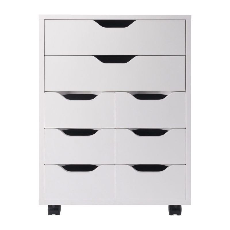 Norfolk 6 Bins 2 Drawer Mobile Cabinet White Finish