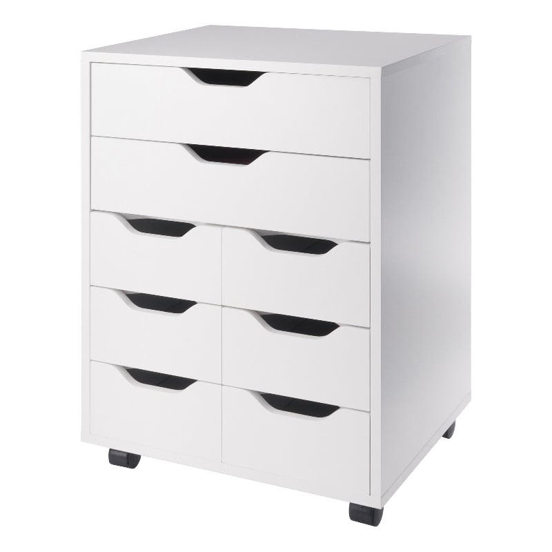 Norfolk 6 Bins 2 Drawer Mobile Cabinet White Finish