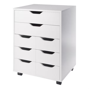 Norfolk 6 Bins 2 Drawer Mobile Cabinet White Finish