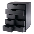 Norfolk 6 Bins 2 Drawer Mobile Cabinet Black Finish