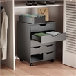 Norfolk 6 Bins 2 Drawer Mobile Cabinet Black Finish