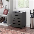 Norfolk 6 Bins 2 Drawer Mobile Cabinet Black Finish