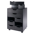 Norfolk 6 Bins 2 Drawer Mobile Cabinet Black Finish