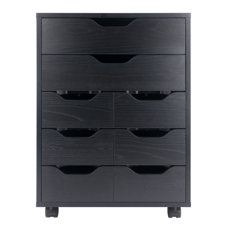 Norfolk 6 Bins 2 Drawer Mobile Cabinet Black Finish