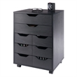 Norfolk 6 Bins 2 Drawer Mobile Cabinet Black Finish