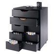Norfolk 6 Bins 2 Drawer Mobile Cabinet Black Finish