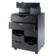 Norfolk 6 Bins 2 Drawer Mobile Cabinet Black Finish