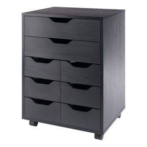Norfolk 6 Bins 2 Drawer Mobile Cabinet Black Finish