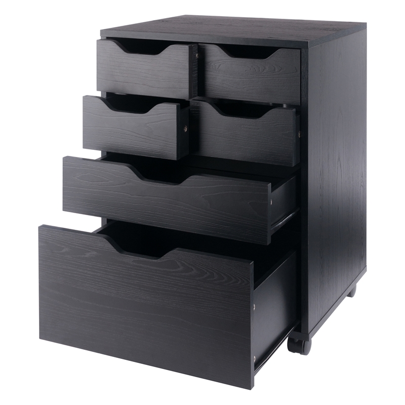 Norfolk 4 Bins 2 Drawer Mobile Cabinet Black Finish