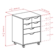 Norfolk 4 Bins 2 Drawer Mobile Cabinet Black Finish