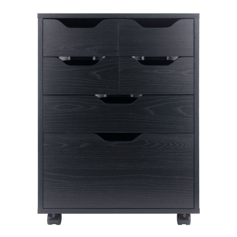 Norfolk 4 Bins 2 Drawer Mobile Cabinet Black Finish