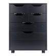 Norfolk 4 Bins 2 Drawer Mobile Cabinet Black Finish