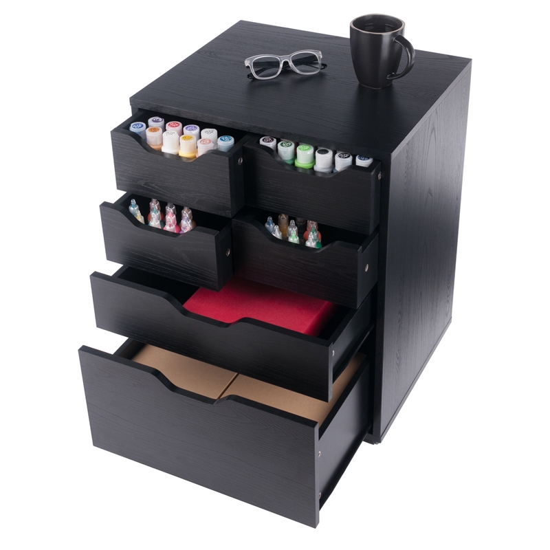 Norfolk 4 Bins 2 Drawer Mobile Cabinet Black Finish