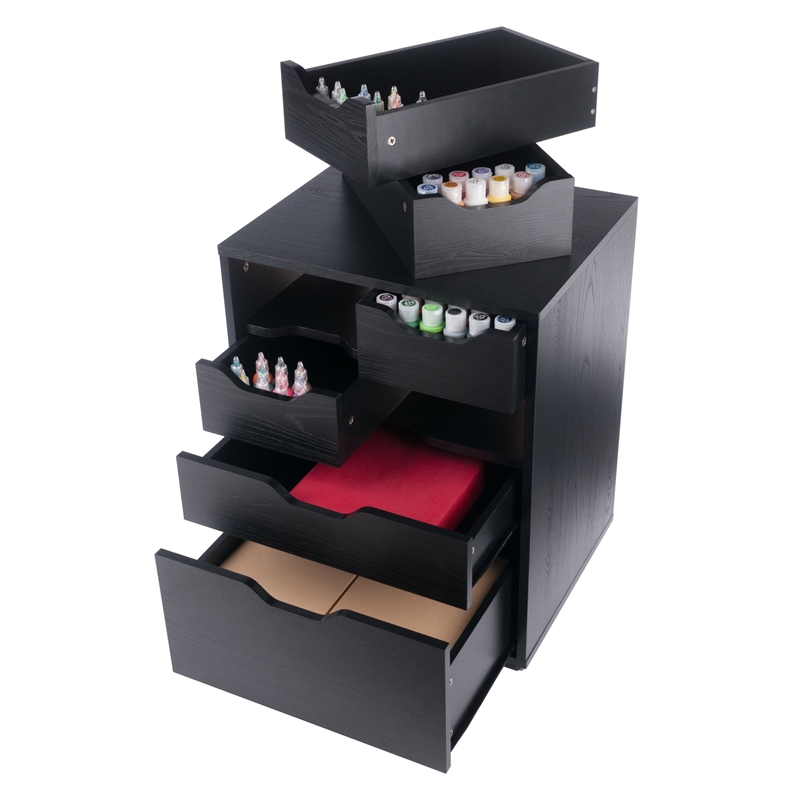 Norfolk 4 Bins 2 Drawer Mobile Cabinet Black Finish