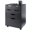 Norfolk 4 Bins 2 Drawer Mobile Cabinet Black Finish