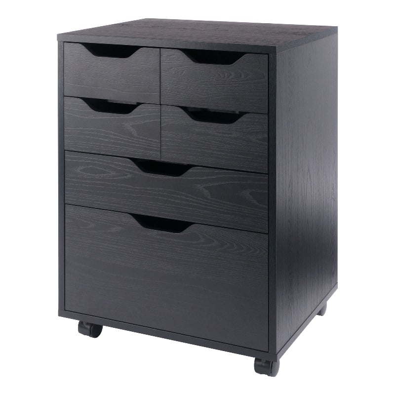 Norfolk 4 Bins 2 Drawer Mobile Cabinet Black Finish