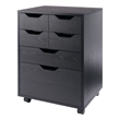 Norfolk 4 Bins 2 Drawer Mobile Cabinet Black Finish