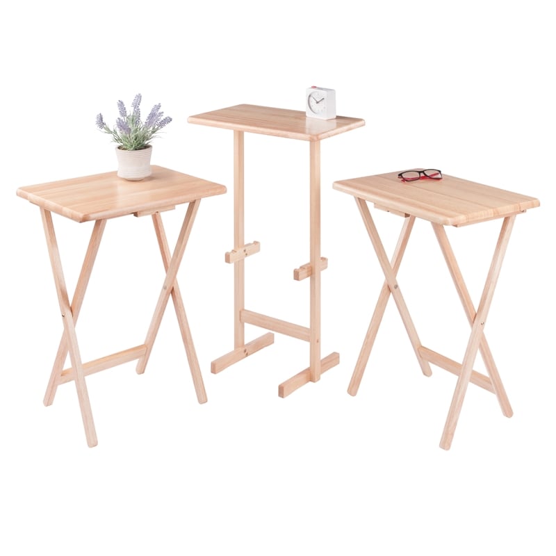 Riley 3-Pc Set Snack Table Natural Finish