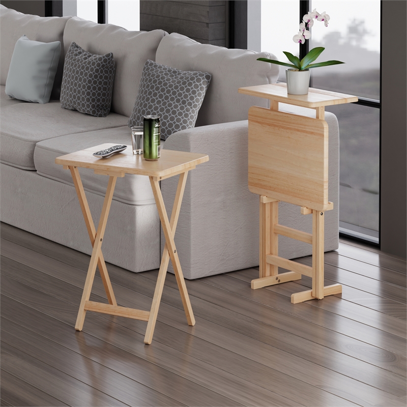 Riley 3-Pc Set Snack Table Natural Finish