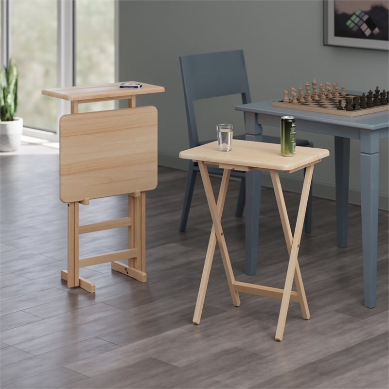 Riley 3-Pc Set Snack Table Natural Finish